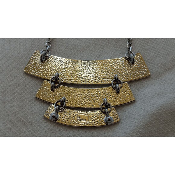 Lia Sophia "Pagoda" Silver Tone Statement Necklace 15-18 in Really Nice! - Picture 4 of 5